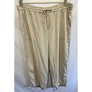 Lucky Brand Womens Wide Leg Linen Blend Cropped Pant High Rise Size XL lagenlook